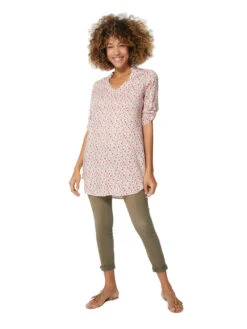 Bluse In Weiß/ Orange