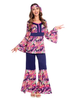 AMSCAN 3tlg. Kostüm "Hippy Chick" In Dunkelblau/ Bunt