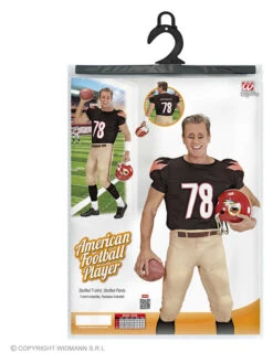 2tlg. Kostüm "American Football Spieler" In Beige/ Schwarz