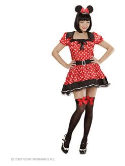 2tlg. Kostüm "Mäuschen" In Rot/ Schwarz