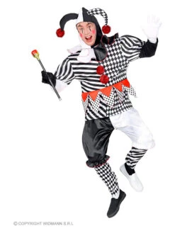 4tlg. Kostüm "Harlekin" In Schwarz/ Weiß
