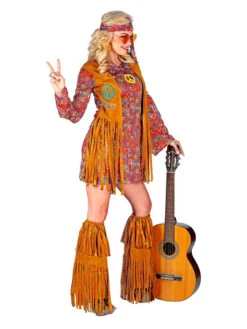 4tlg. Kostüm "Hippie" In Hellbraun/ Rot -Widmannca Verkaufe carnival party 4tlg kostum hippie in hellbraun rot 3