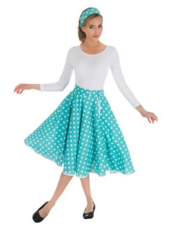 2tlg. Kostüm "White Dots" In Türkis