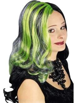 Perücke "Celia" In Grün/ Schwarz/ Lila