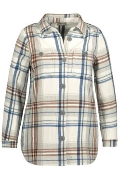 Bluse Karo Oversized Hemdkragen Langarm In Grün -Widmannca Verkaufe gina laura bluse karo oversized hemdkragen langarm in grun 2