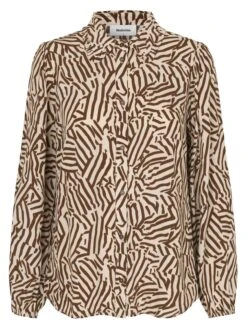 Hemd "Nation Print" In Beige/ Braun