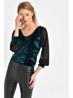 Bluse In Schwarz/ Dunkelgrün