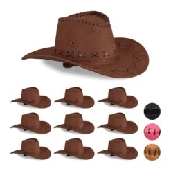 10x Cowboyhut In Dunkelbraun