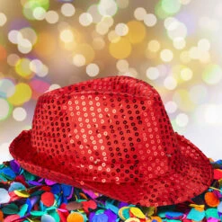 1x Pailletten-Hut In Rot -Widmannca Verkaufe relaxdays 1x pailletten hut in rot 2