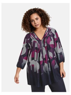 Bluse In Dunkelblau/ Pink -Widmannca Verkaufe samoon bluse in dunkelblau pink 2