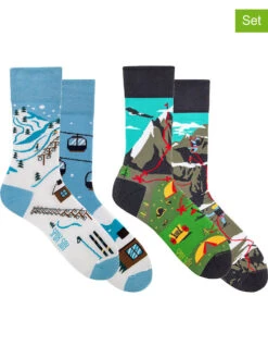 2er-Set: Socken "Skiing + Hiking" In Bunt